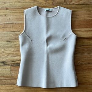 Pale pink Scanlan Theodore crepe knit shell